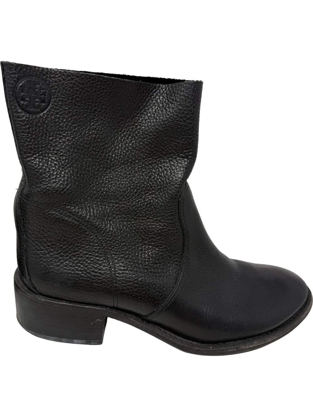 Tory Burch Womens Size 10.5M Black Leather Chelsea Ankle Boots Round Toe Pull-On